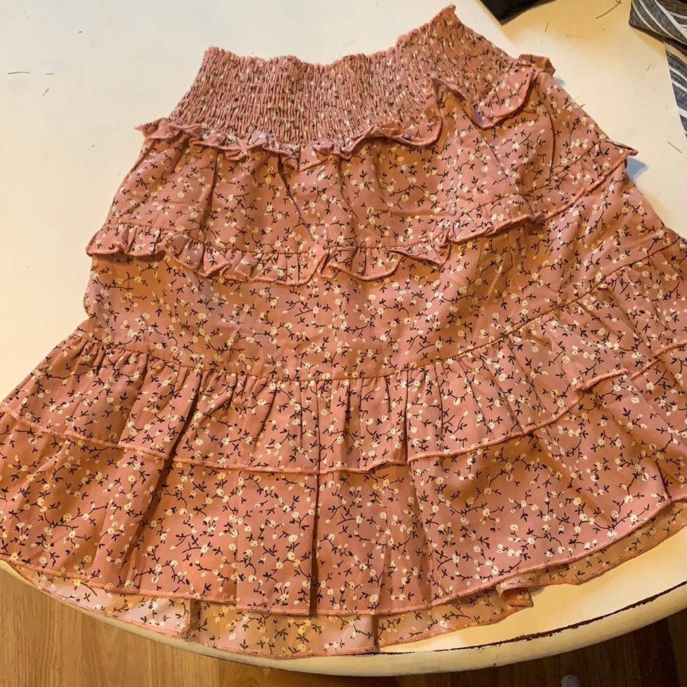 Pink floral flowy skirt